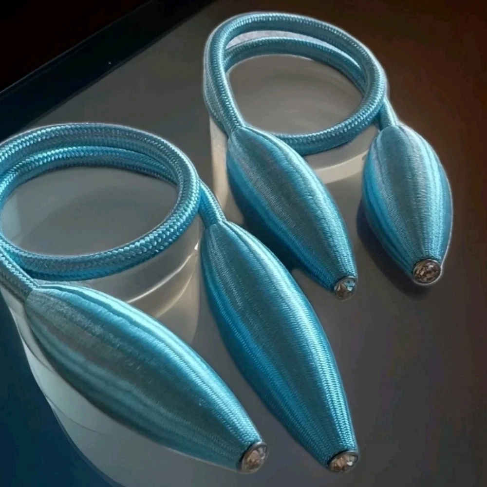 Satin Curtain Tie Backs, Ocean Blue, Set of 2